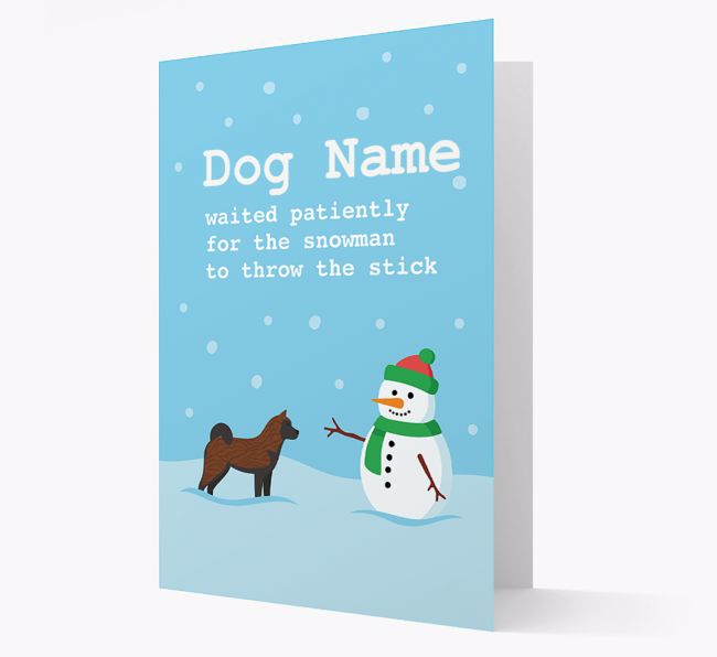 '{dogsName} and Snowman' - Personalised {breedFullName} Christmas Card